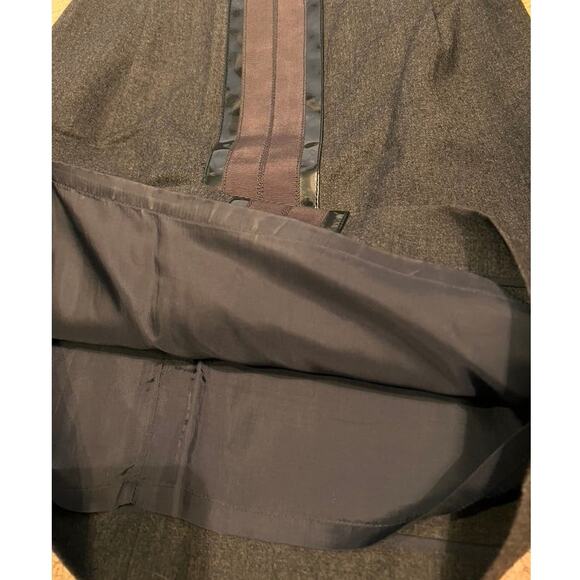 Tory Burch Wool A Line Skirt Patent Ribbon Trim Style 23081306 Size 2 Gray Black - Picture 9 of 11